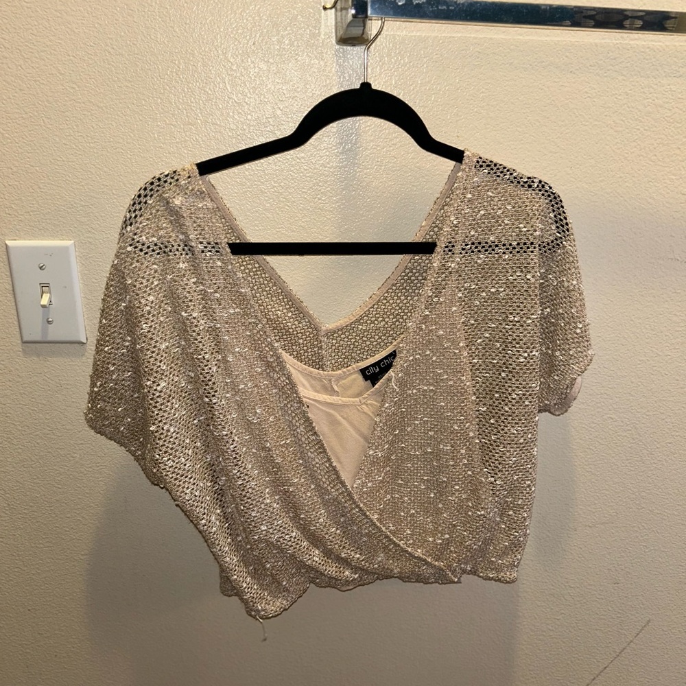 DKNY Women’s Cream Sequin Top